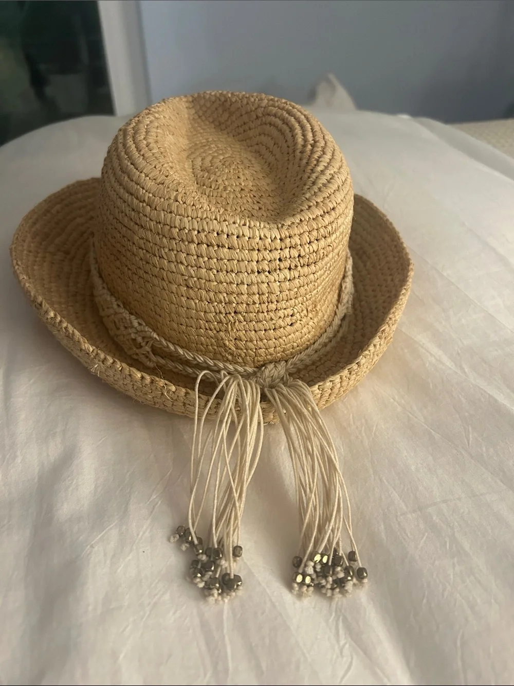 Flora Bella Woven Straw Hat with Braided Band - Natural